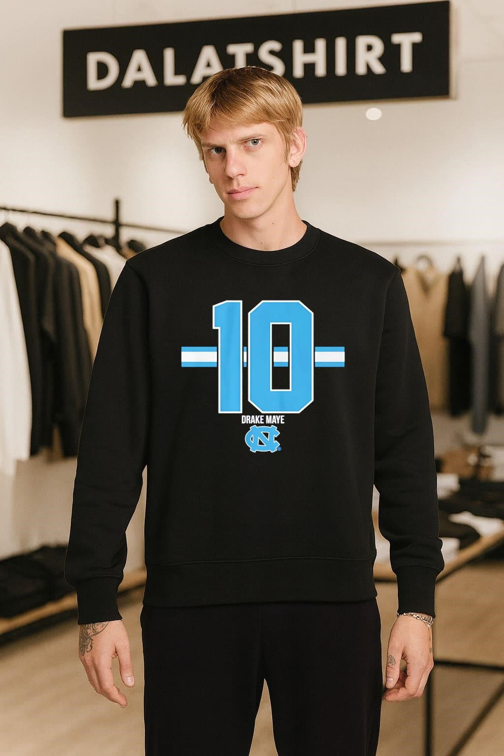 Number 10 Drake Maye North Carolina Tar Heels Stripe Graphic shirt