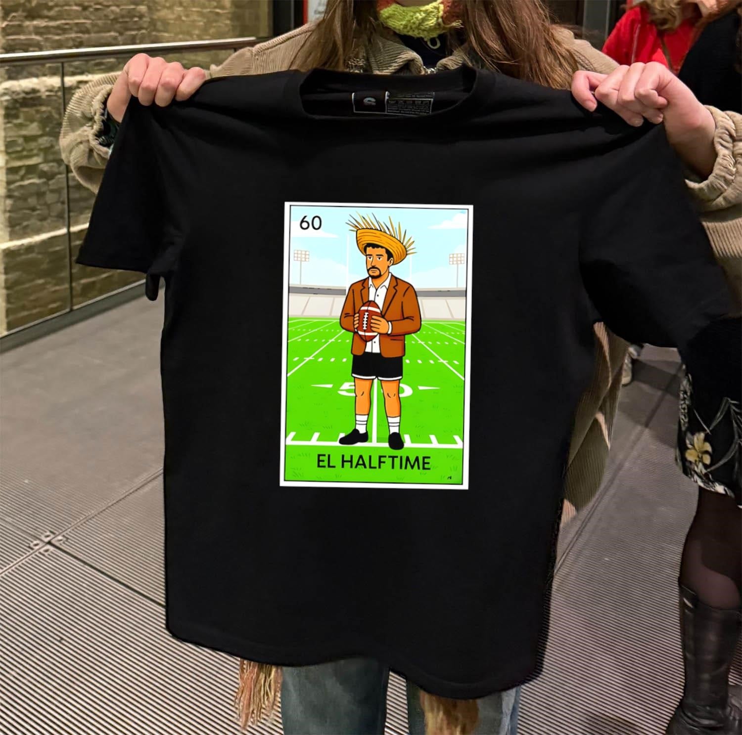 Number 60 El Halftime Loteria Card Style Mexican Footballer Character shirt