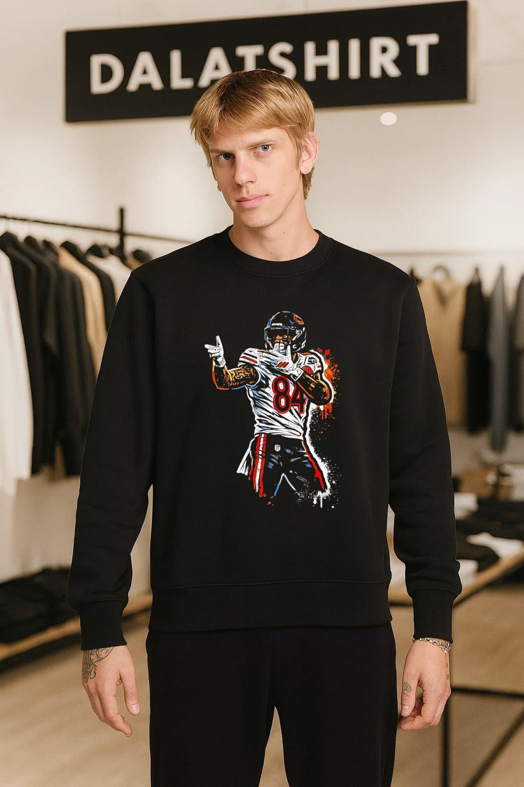 Number 84 Football Player Action Pose shirt