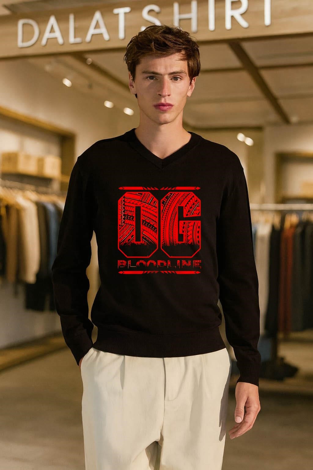 OG Bloodline Red Tribal Pattern Typography Graphic shirt