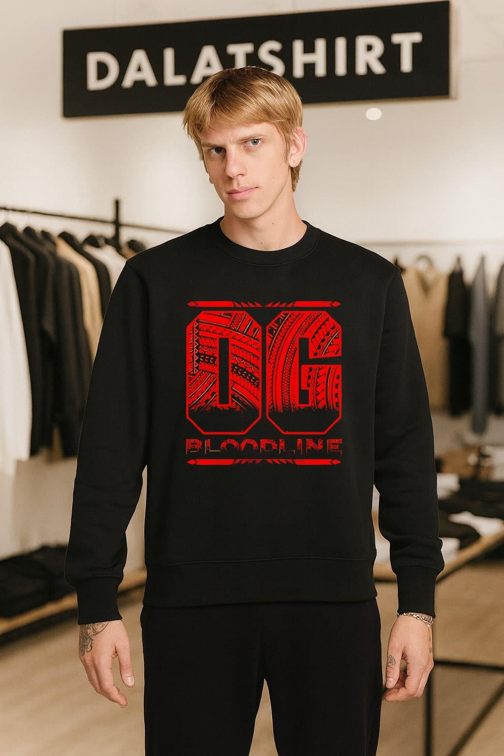 OG Bloodline Red Tribal Pattern Typography Graphic shirt