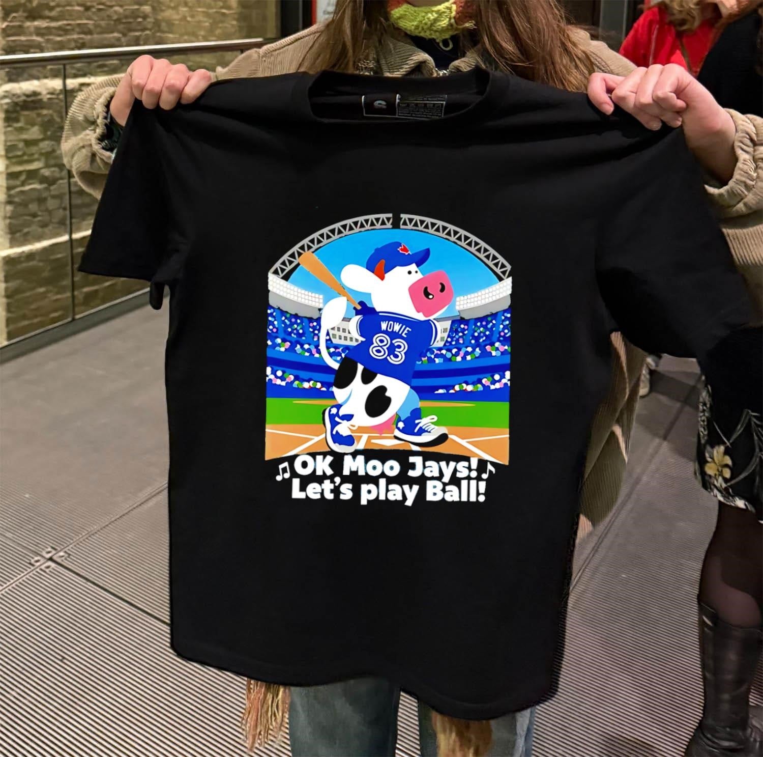 OK Moo Jays Let’s Play Ball Wowie 83 Baseball Cow shirt