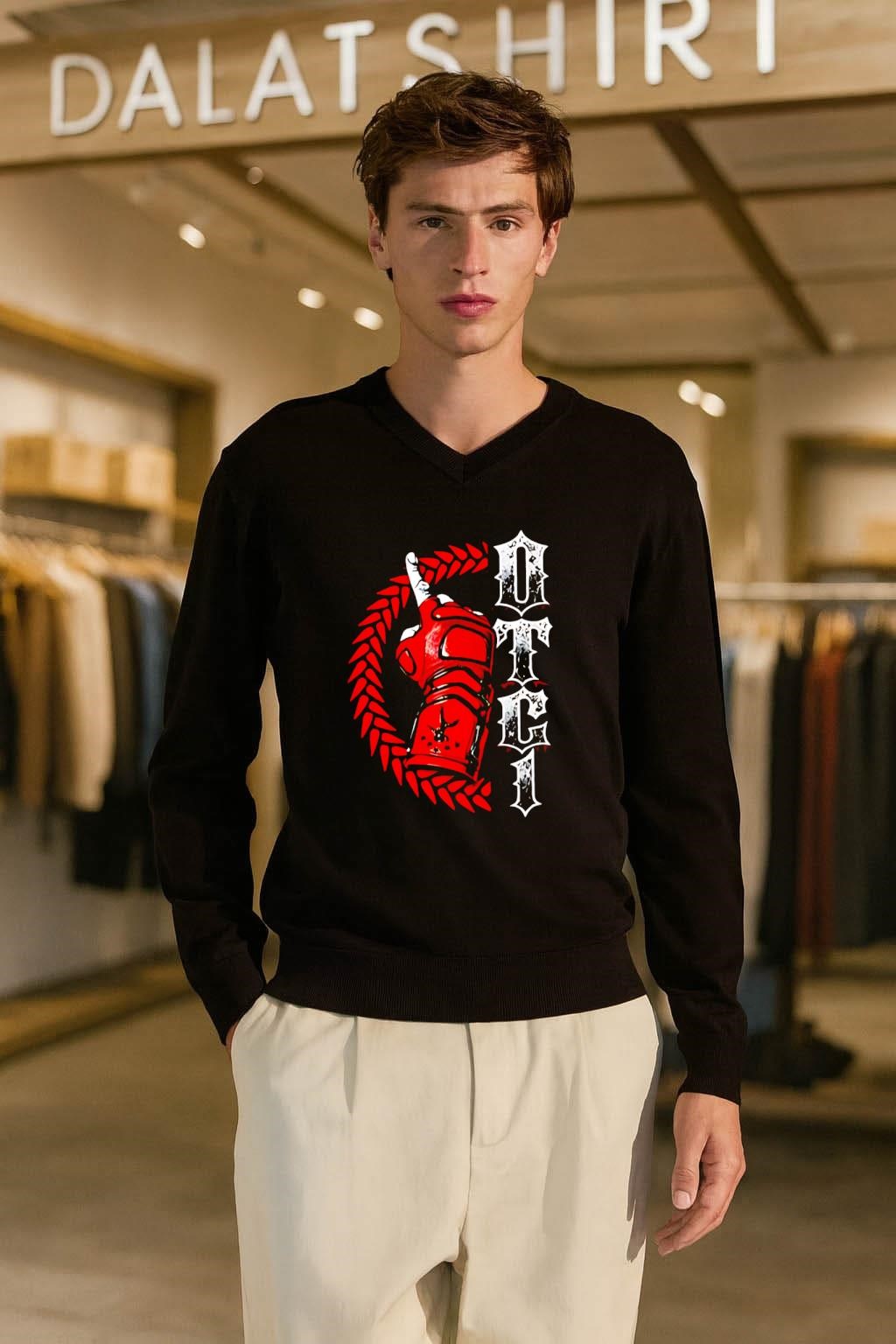 OTC 1 Red Combat Glove Spike Circle Tribal Tattoo shirt