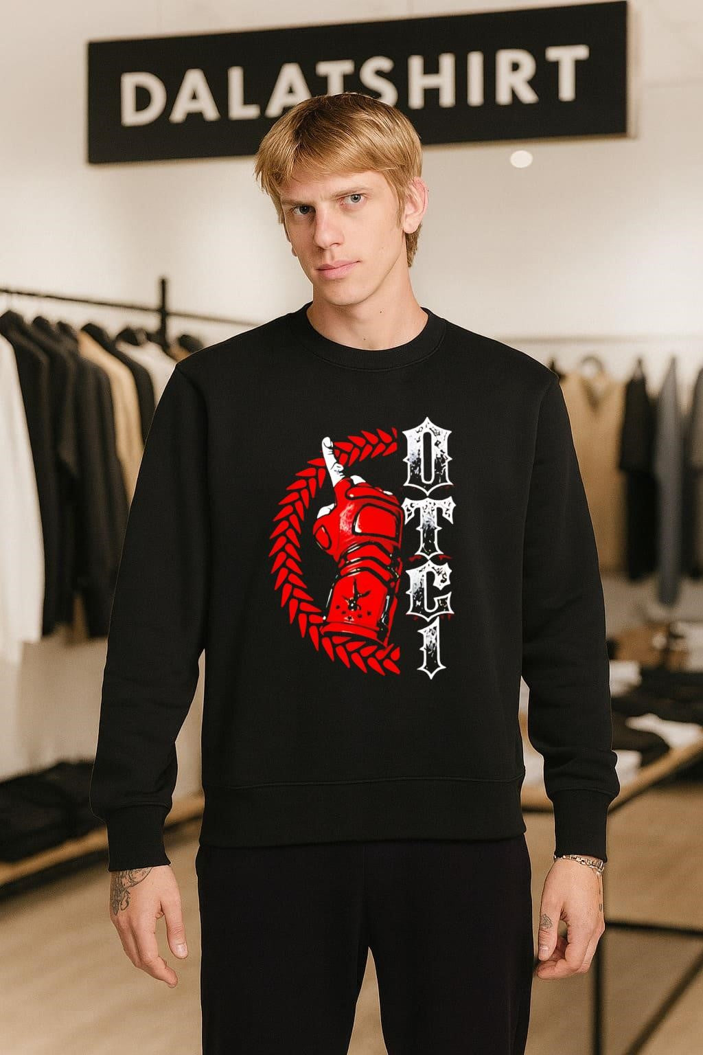 OTC 1 Red Combat Glove Spike Circle Tribal Tattoo shirt