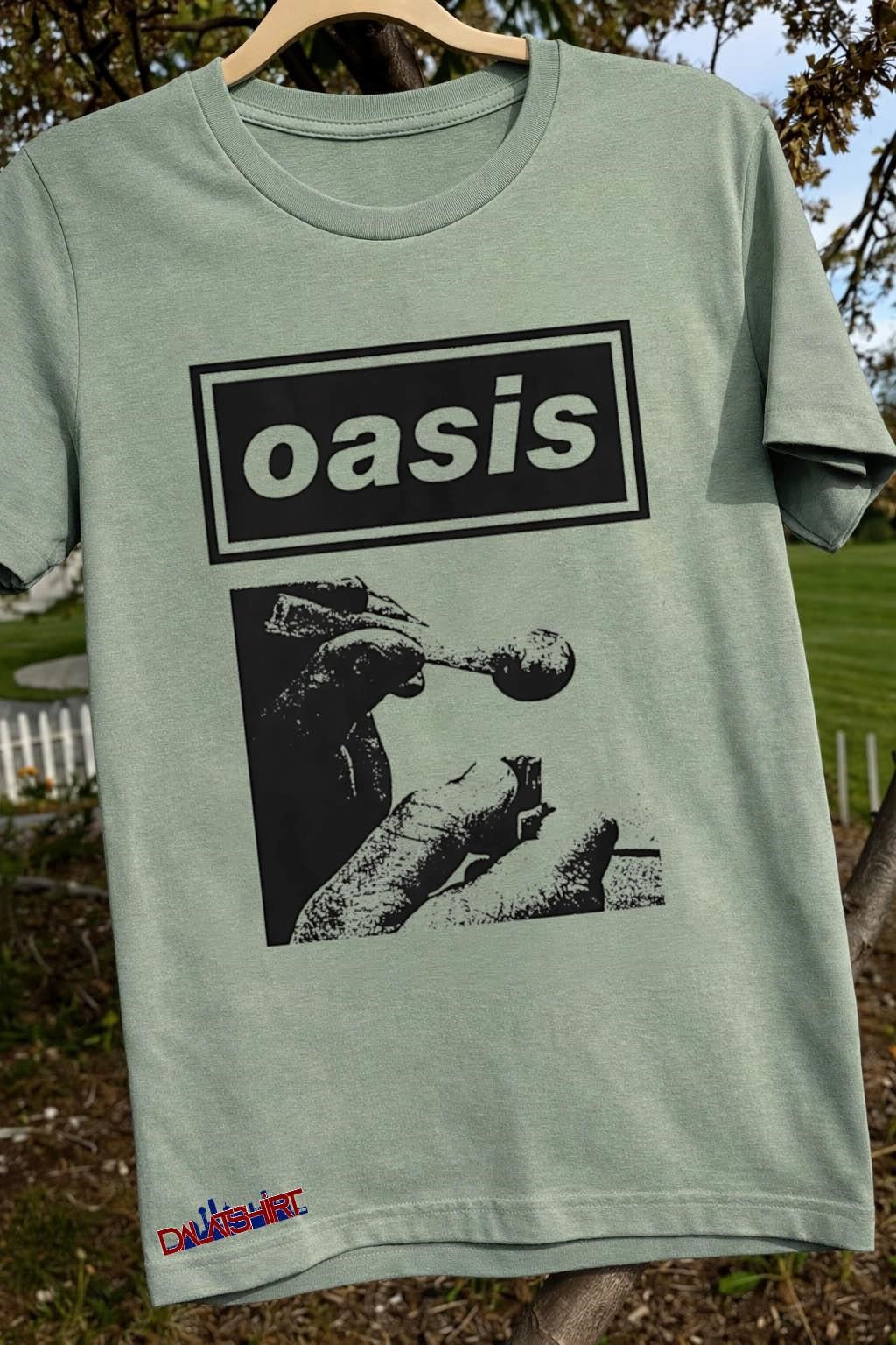 Oasis Band Logo Hand Holding Glass Smoking Pipe Graphic shirt