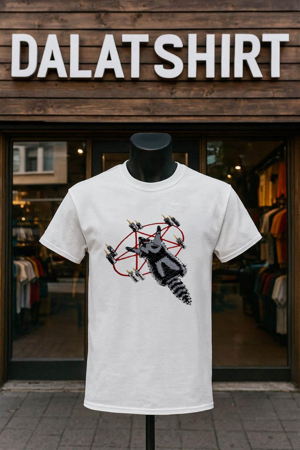 Occult Raccoon Pentagram Ritual With Burning Candles shirt
