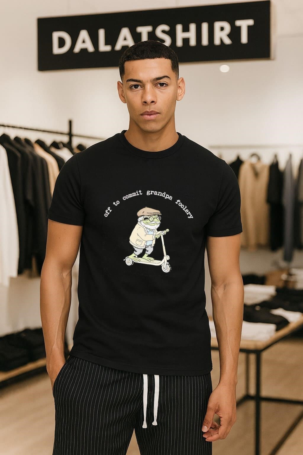 Off To Commit Grandpa Foolery Frog On Scooter shirt