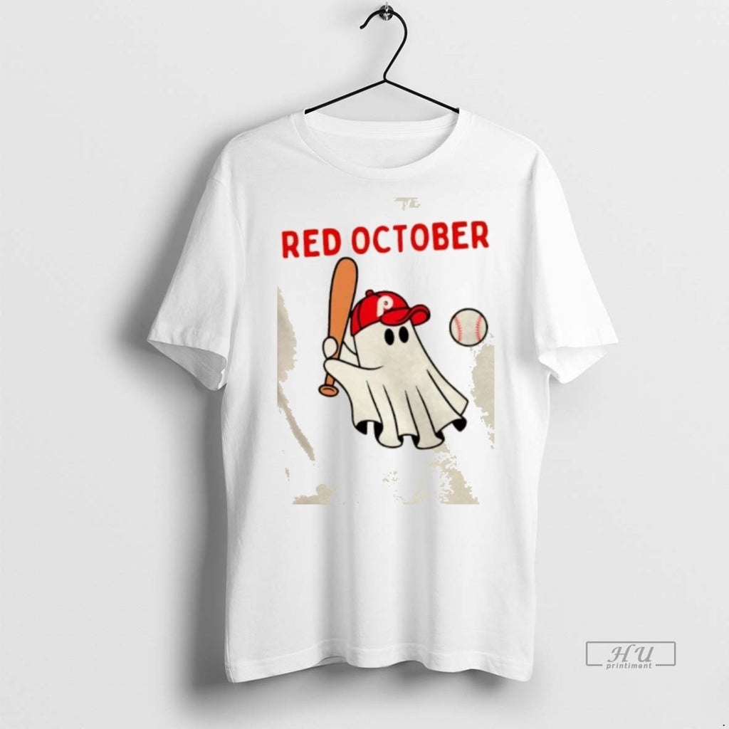 Official Trending Red October Halloween Philadelphia Phillies Baseball Ghost T Shirt Sweater