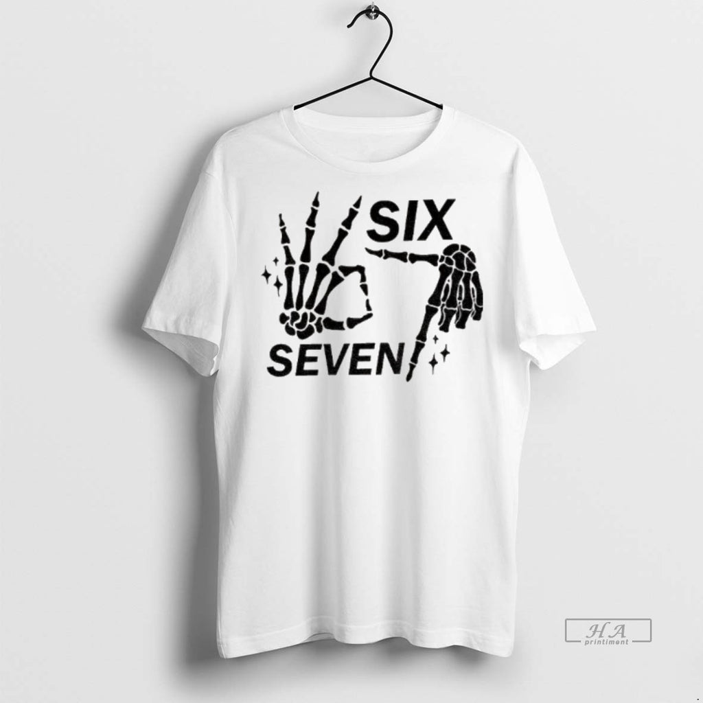 Official Trendy 6 7 Meme Funny Skeleton Hands Halloween Tee Sweater