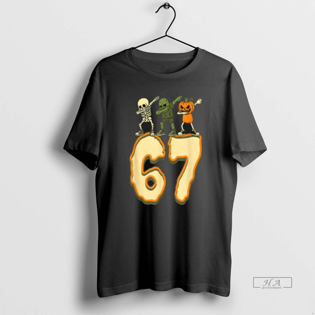 Official Trendy 67 Halloween Meme 6 7 Numbers Six Seven Skeleton