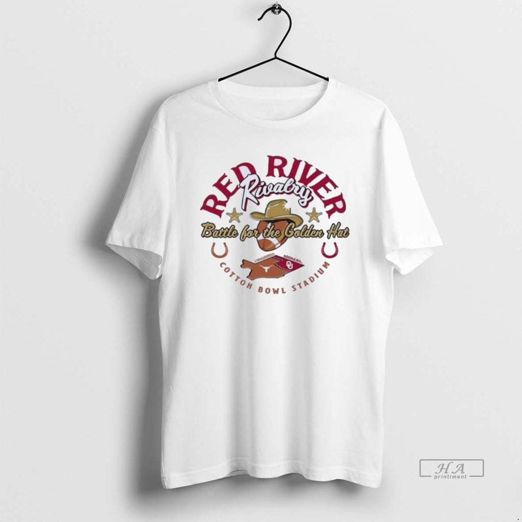 Official Trendy Battle For The Golden Hat Red River Rivalry 2025 Texas Vs Oklahoma Tee