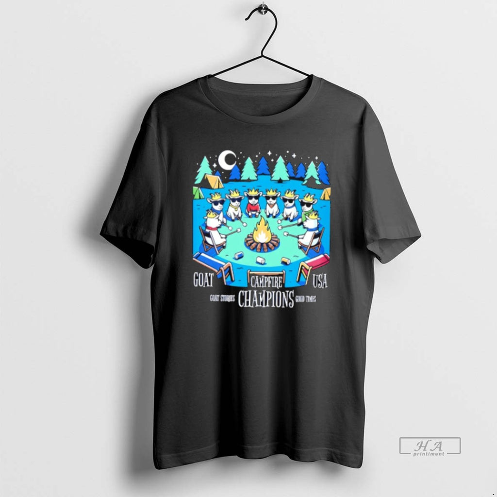 Official Trendy Campfire Champions Goat Usa Cartoon