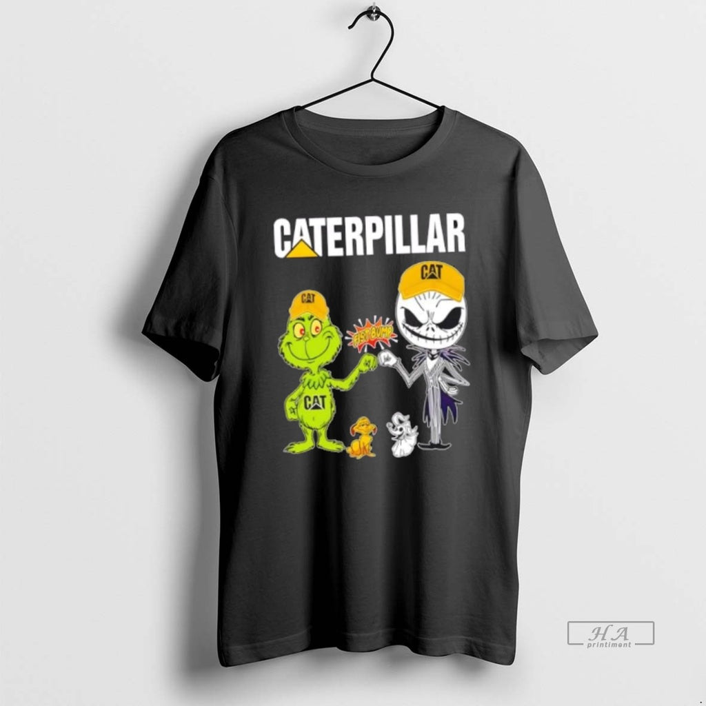 Official Trendy Caterpillar X Grinch And Jack Skellington Fist Bump Uniwilling Friends