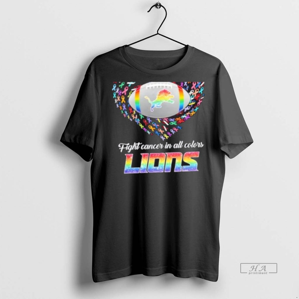 Official Trendy Detroit Lions Football Hope Fight Cancer In All Colors Heart Tee Sweater