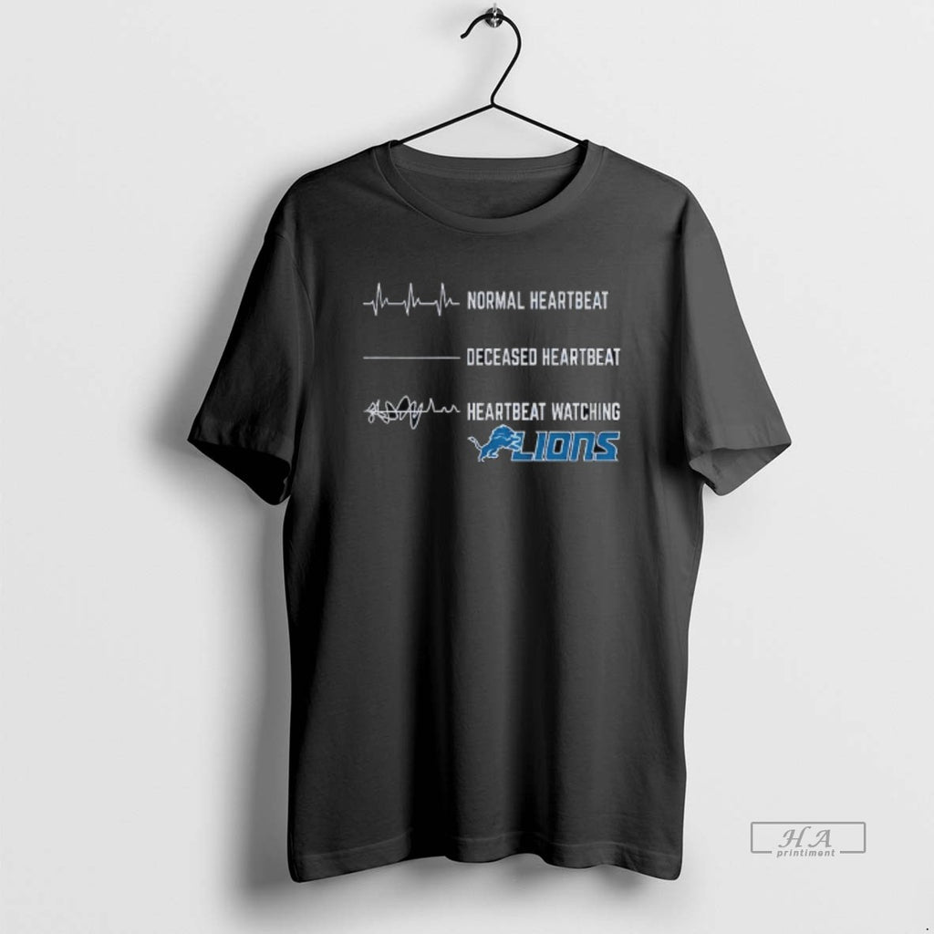 Official Trendy Detroit Lions Football Normal Heartbeat Deceased Heartbeat Heartbeat Watching