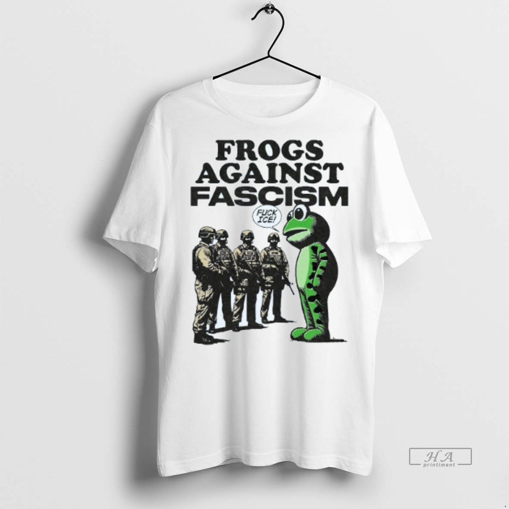 Official Trendy Frogs Against Fascism Fuck Ice Portland Mens White Tee Tee Sweater
