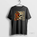 Official Trendy Funny Skull Checkered Skeleton Floral Spooky Season Halloween