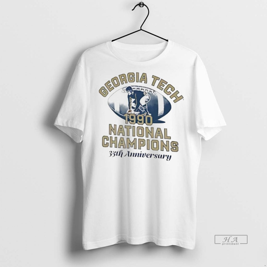 Official Trendy Georgia Tech Yellow Jackets 1990 National Champs Anniversary Tee Sweater