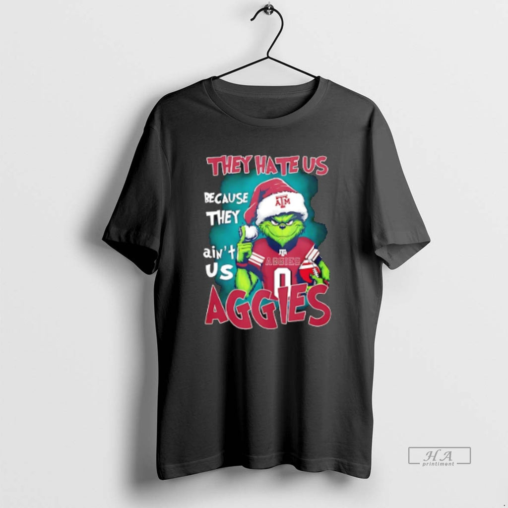 Official Trendy Grinch Santa They Hate Us Because They Aint Us Texas Am Aggies Christmas