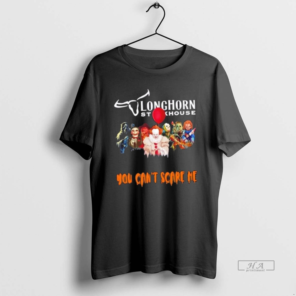 Official Trendy Horror Movies Halloween X Longhorn Steakhouse You Cant Scare Me