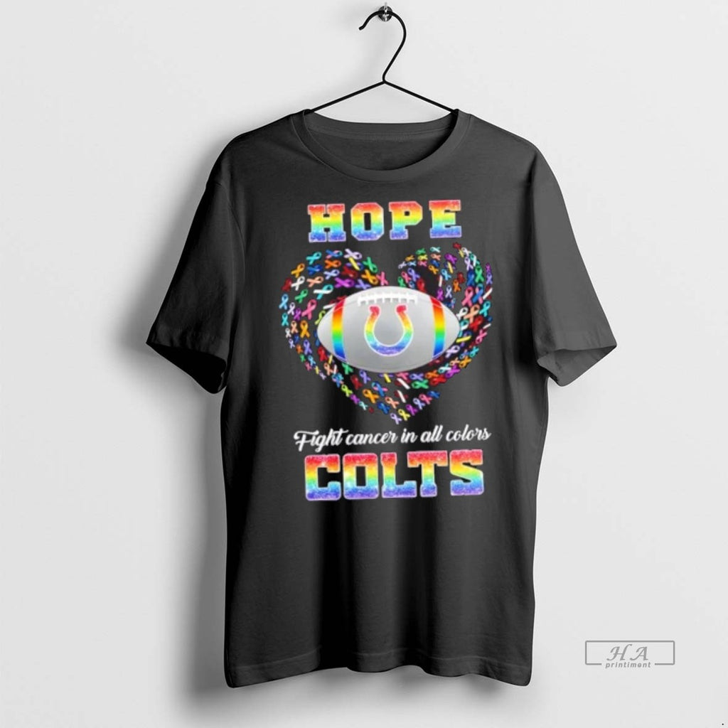 Official Trendy Indianapolis Colts Football Hope Fight Cancer In All Colors Heart Tee Sweater