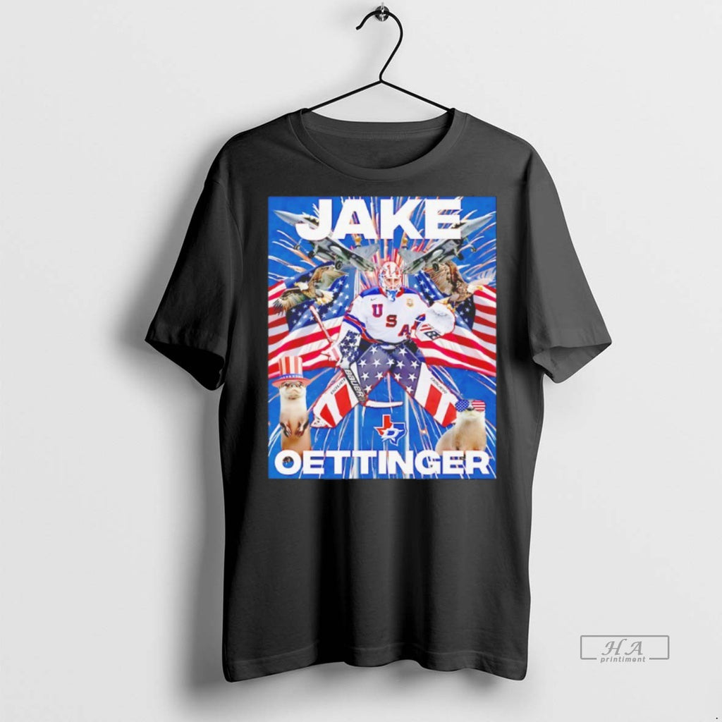 Official Trendy Jake Oettinger American Flag Eagle Fireworks Patriotic Tee Sweater