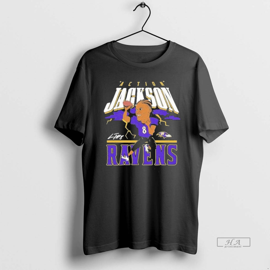 Official Trendy Lamar Jackson Baltimore Ravens Action Caricature Player