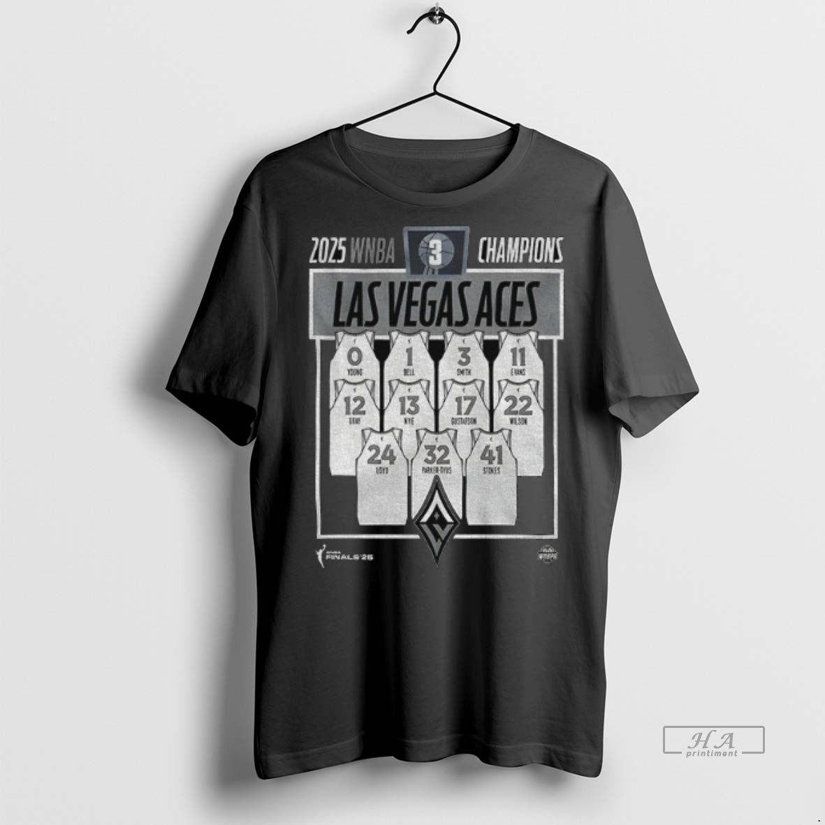 Official Trendy Las Vegas Aces Basketball Stadium Essentials 2025 Wnba Finals Champions Jersey Roster Tee
