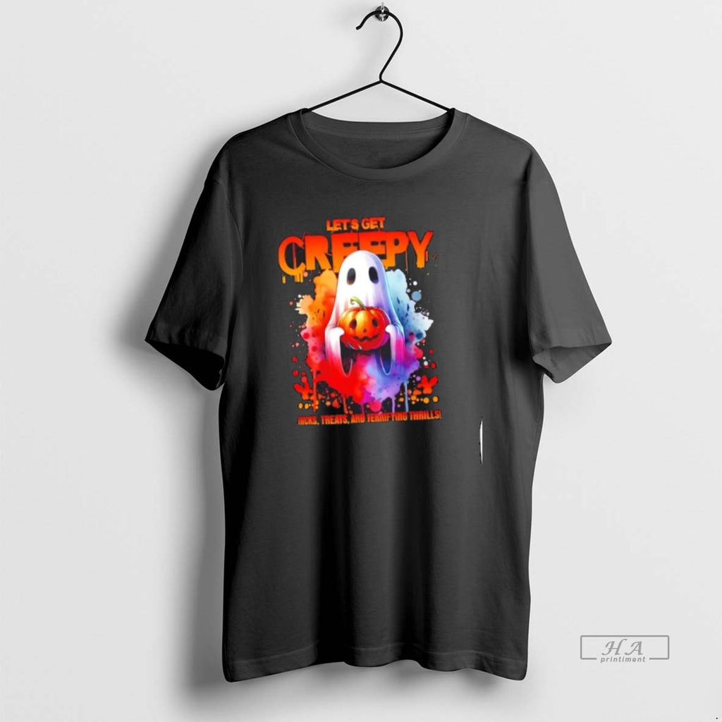 Official Trendy Lets Get Creepy Tricks Treats And Terrifying Thrills Halloween