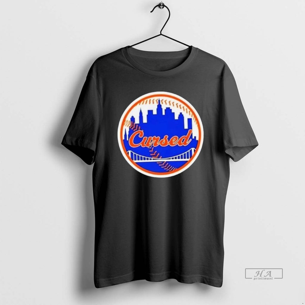 Official Trendy New York Mets Cursed Skyline Long Sleve