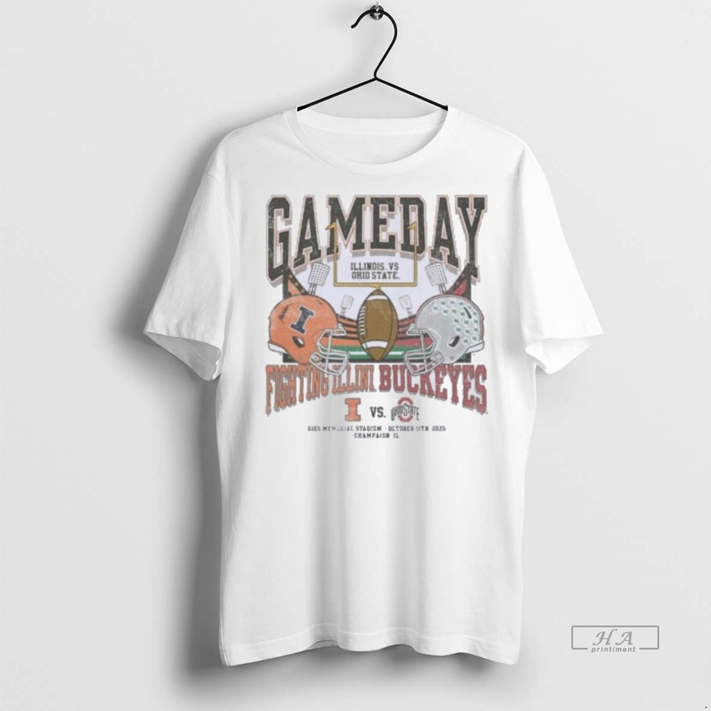 Official Trendy Osu Vs Illinois 2025 Gameday Matchup Helmet Tee Sweater