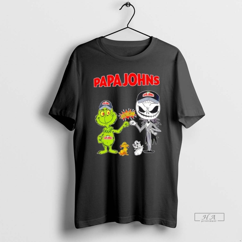 Official Trendy Papa Johns X Grinch And Jack Skellington Fist Bump Uniwilling Friends