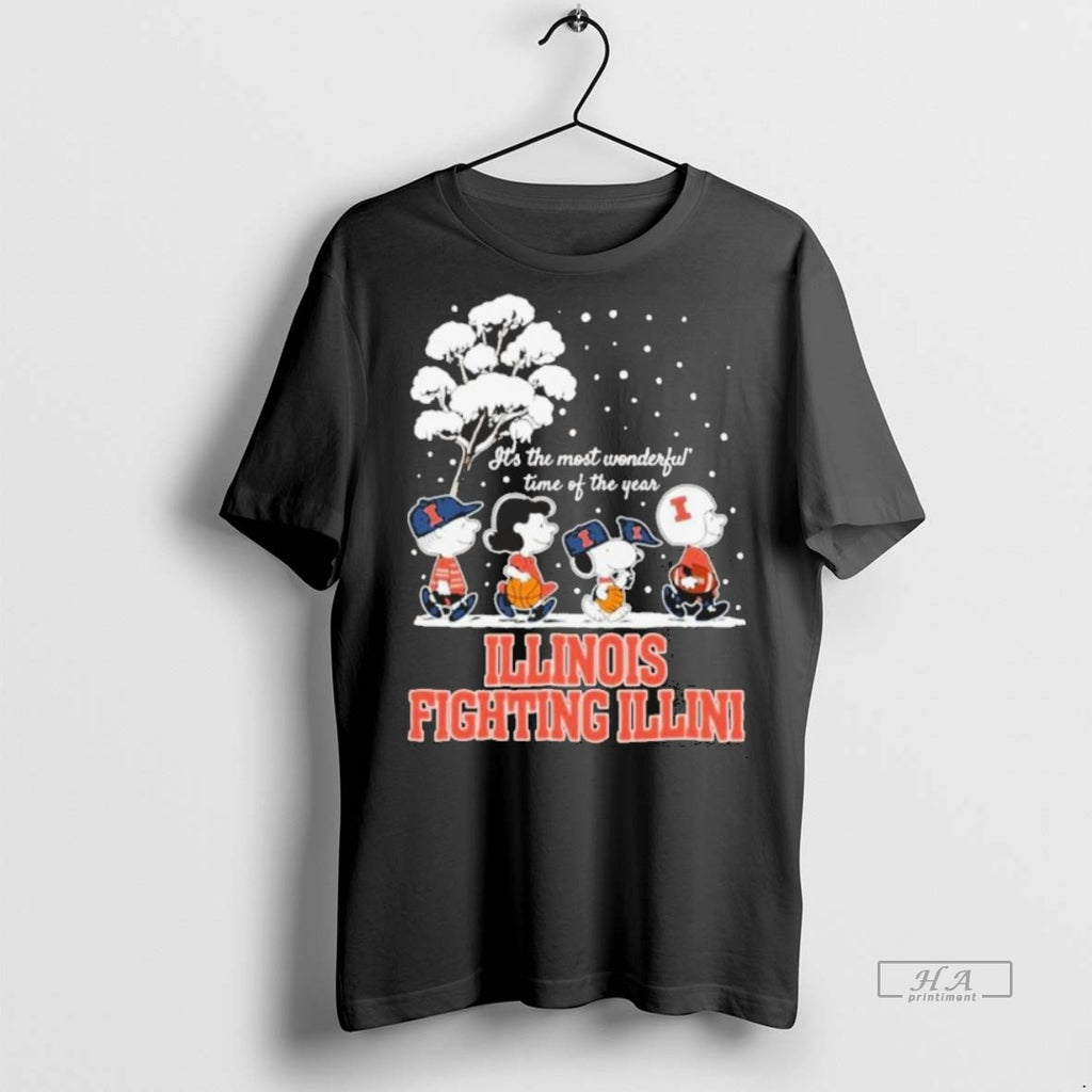 Official Trendy Peanuts Illinois Fighting Illini Winter Its The Most Wonderful Time Of The Year