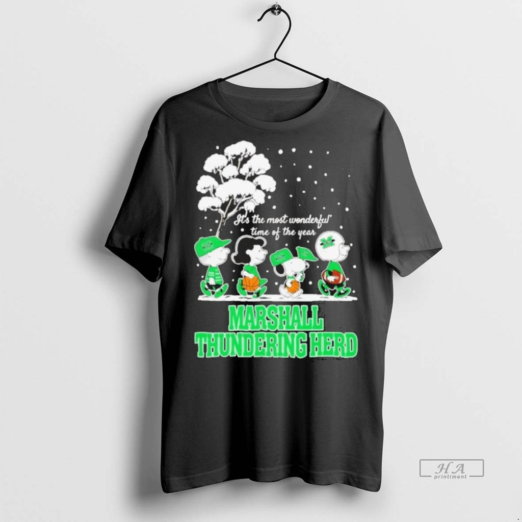 Official Trendy Peanuts Marshall Thundering Herd Winter Its The Most Wonderful Time Of The Year