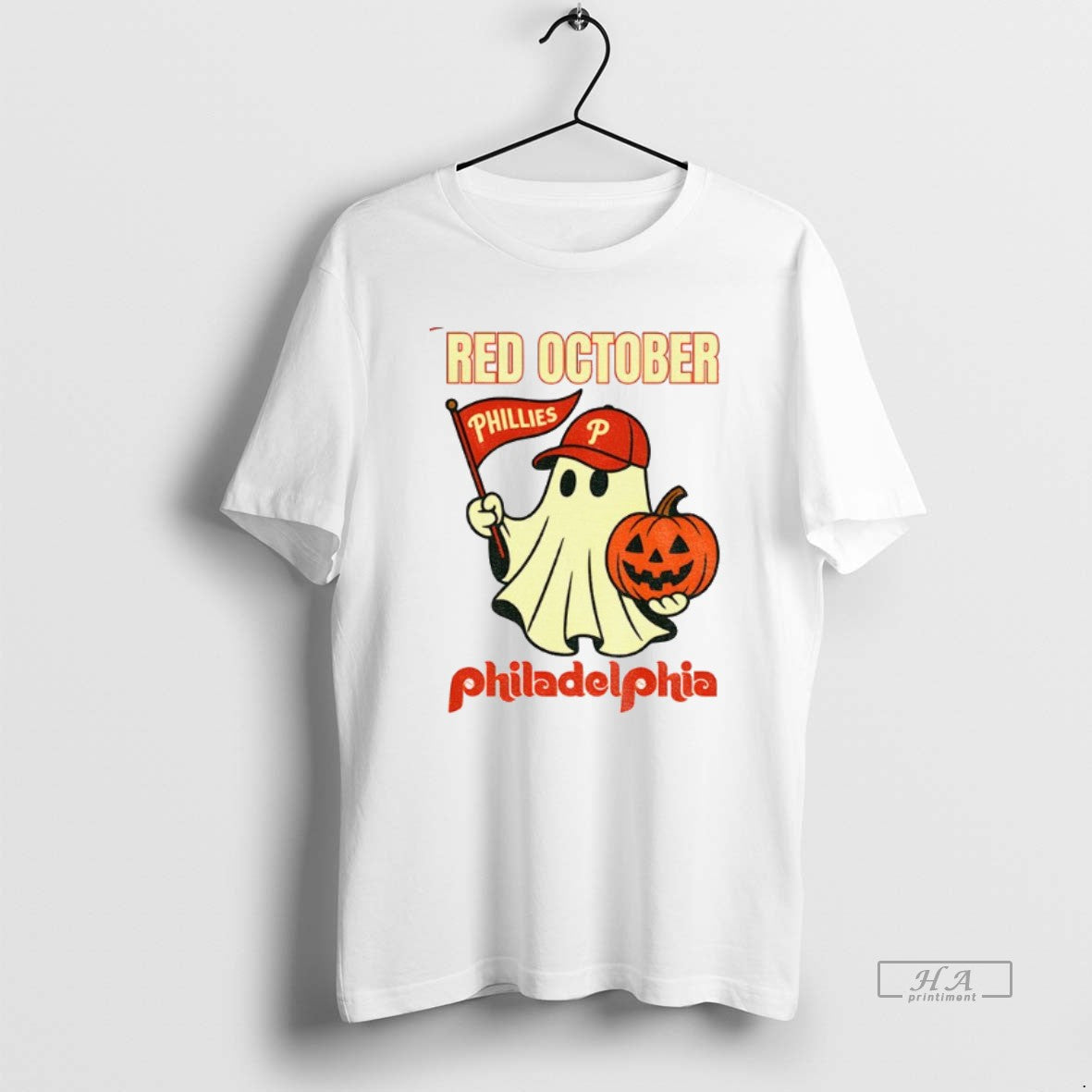 Official Trendy Phillies Red October Halloween Ghost