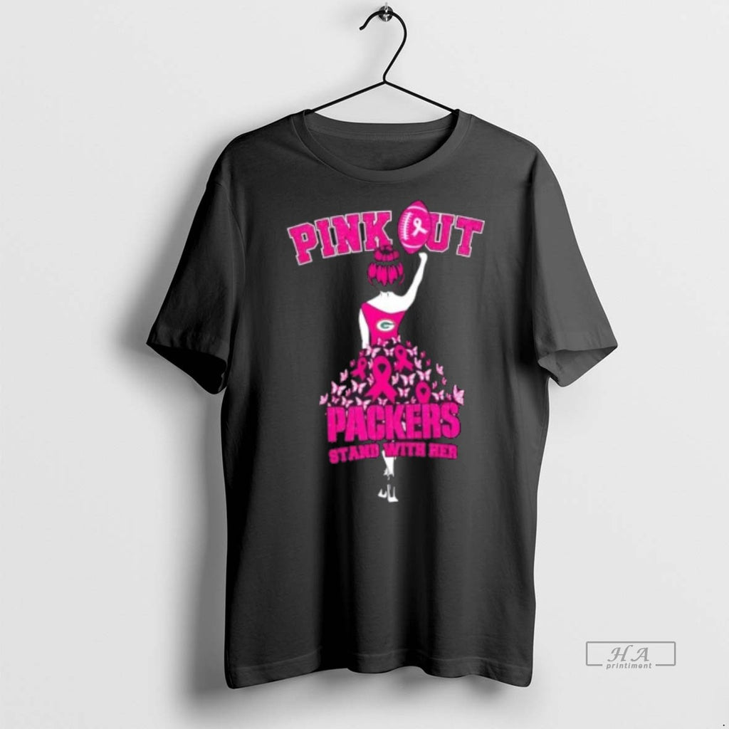 Official Trendy Pink Out Green Bay Packers Stand With Her Tee Sweater