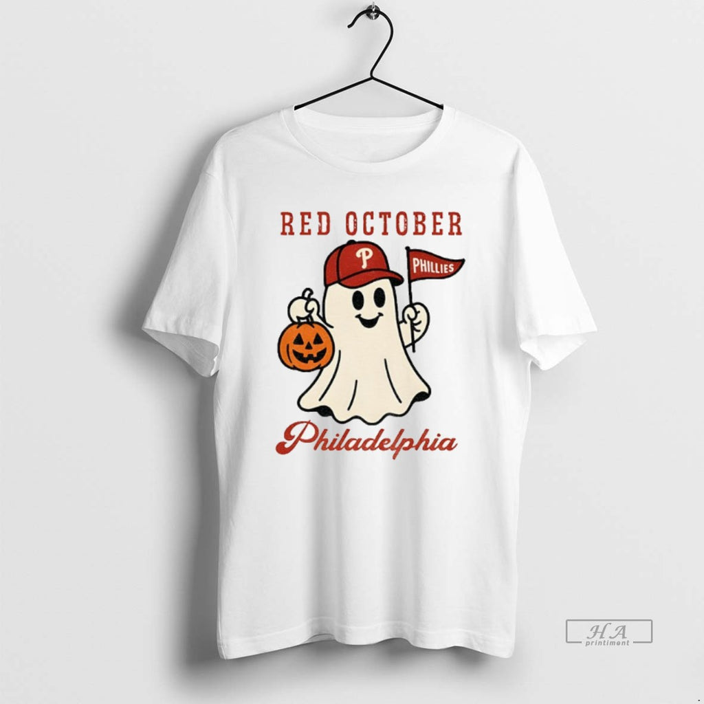 Official Trendy Red October Halloween Ghost Phillies Baseball