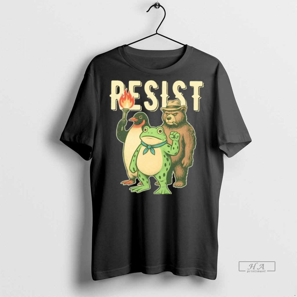 Official Trendy Resist Penguin And Frog And Bear Tee Sweater