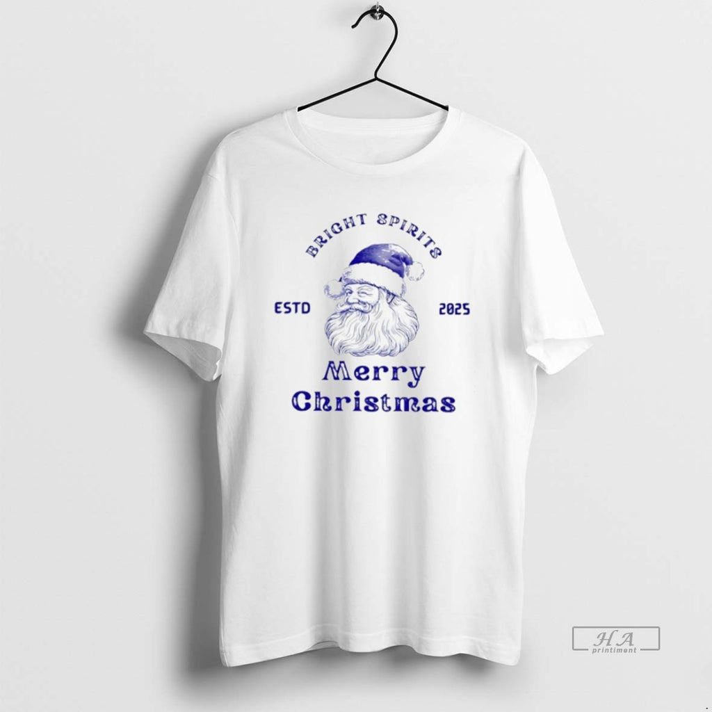 Official Trendy Santa Bright Spirits Merry Christmas Estd 2025