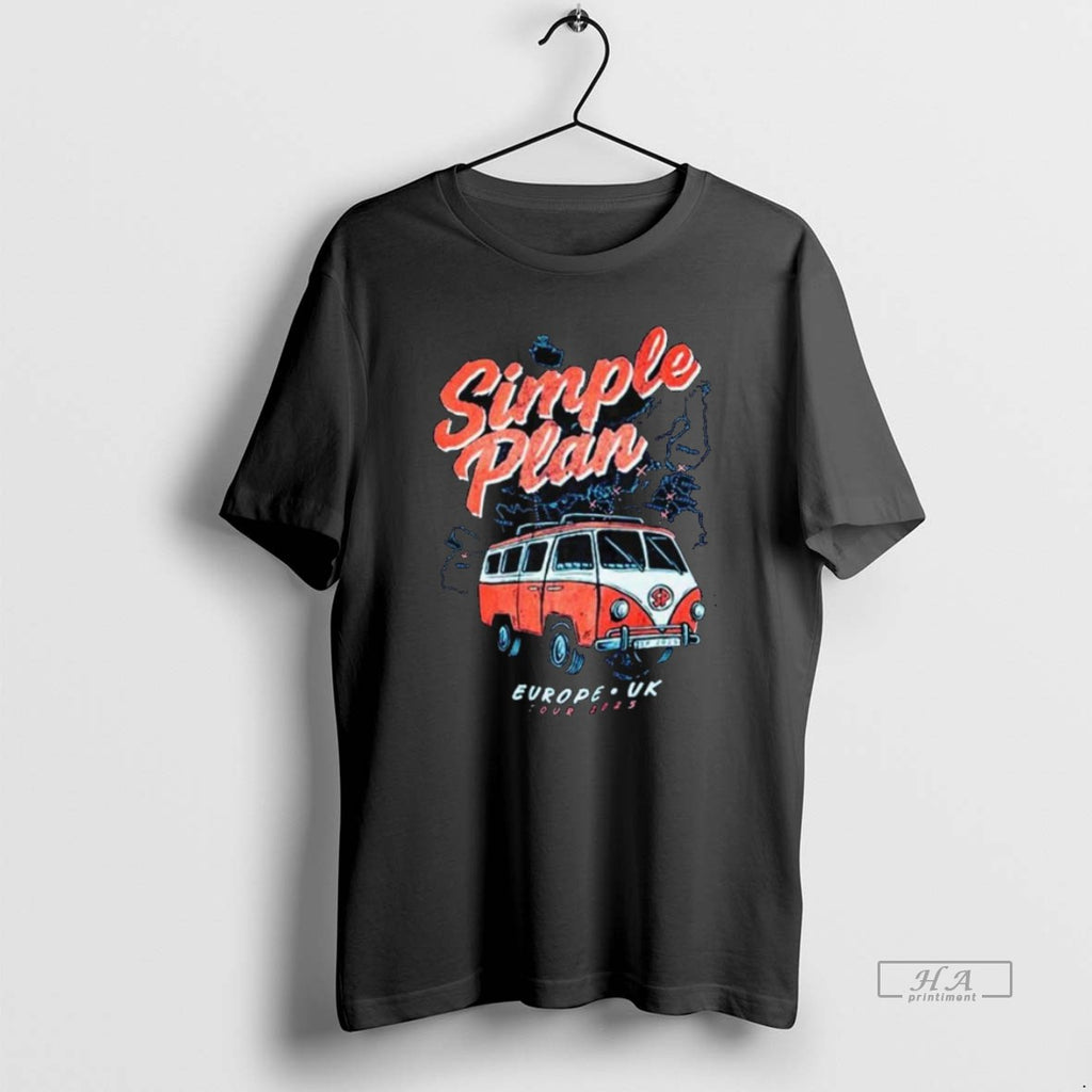 Official Trendy Simple Plan Europe Uk Tour 2025 Exclusive Merch Volkswagen T2 With Tour Map