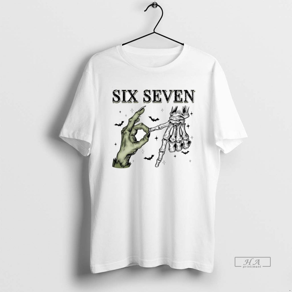 Official Trendy Six Seven 6 7 Skeleton Hands Halloween