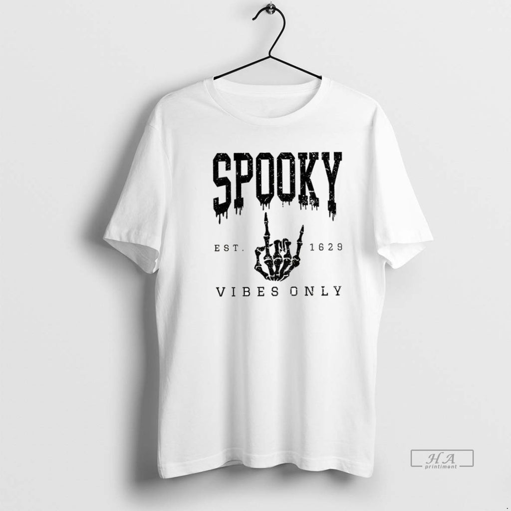 Official Trendy Skeleton Spooky Vibes Only Est 1629 Halloween