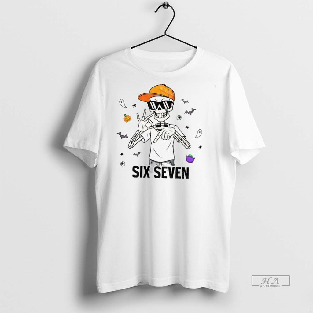 Official Trendy Spooky Six Seven Skeleton Boy 6 7 Funny Halloween Tee Sweater