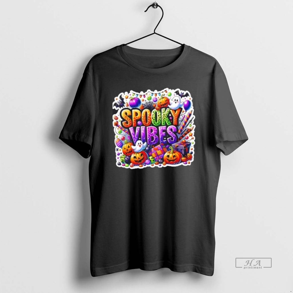 Official Trendy Spooky Vibes Colorful Halloween Ghost