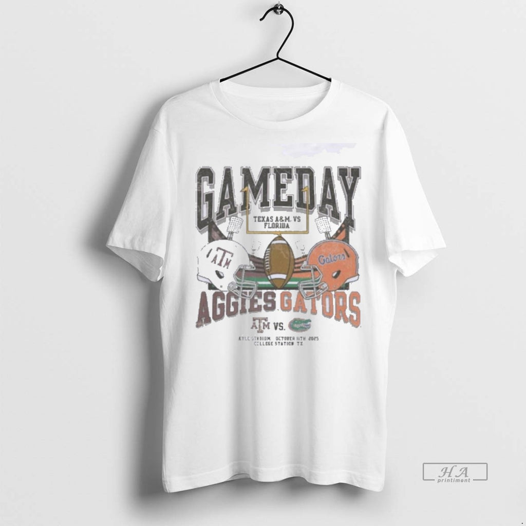 Official Trendy Texas Am Vs Florida 2025 Gameday Matchup Helmet Tee Sweater