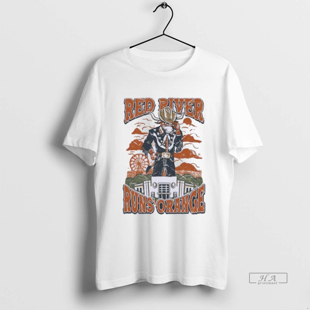 Official Trendy Texas Longhorns Red River Runs Orange Tee Sweater
