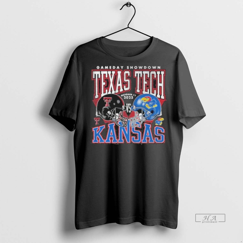Official Trendy Texas Tech Vs Ku 2025 Gameday Matchup Helmet Tee Sweater