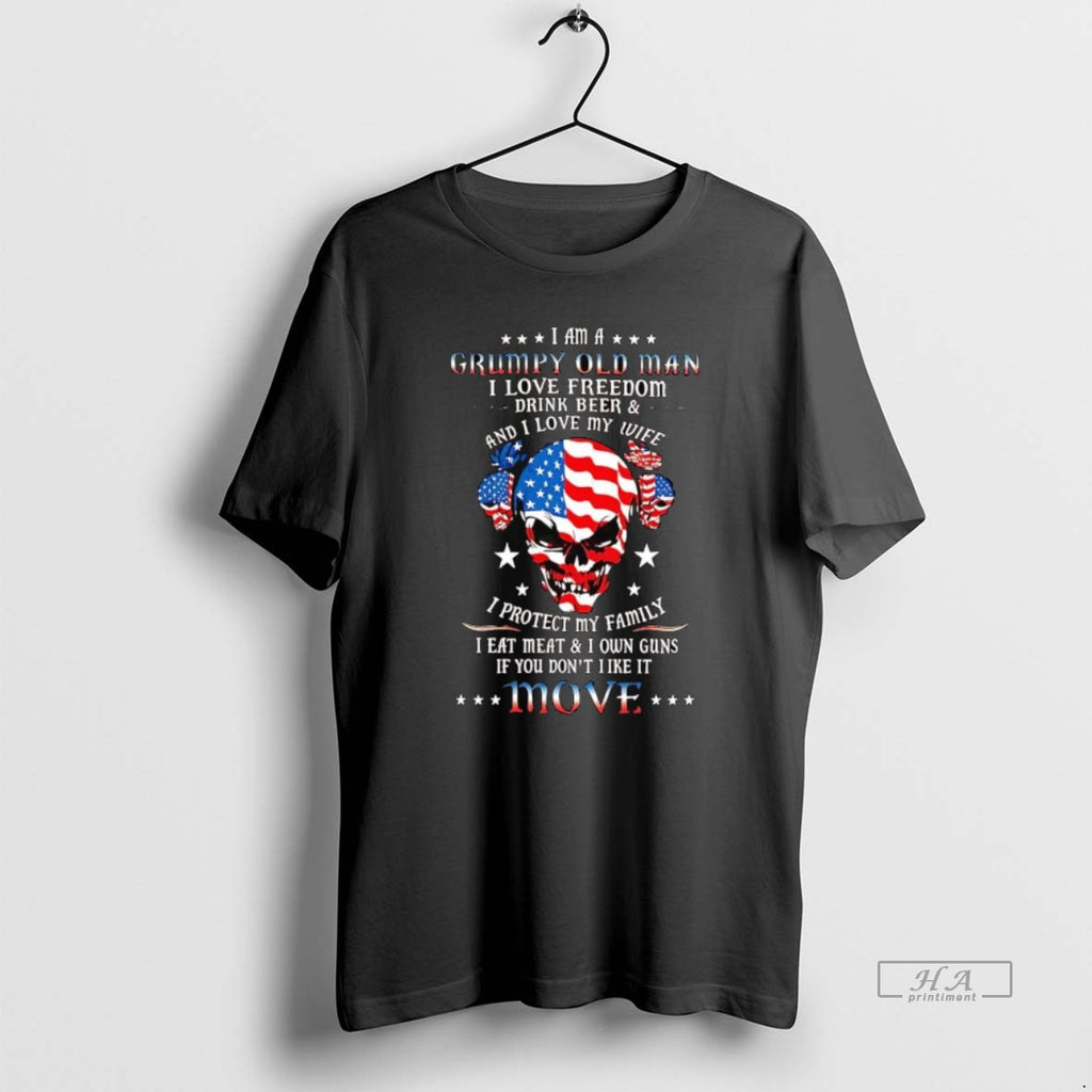Official Trendy Veteran Skull Im A Grumpy Old Man I Love Freedom Move