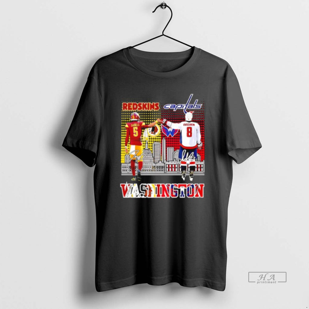 Official Trendy Washington Commanders Daniels Vs Washington Capitals Ovechkin Skyline Signature
