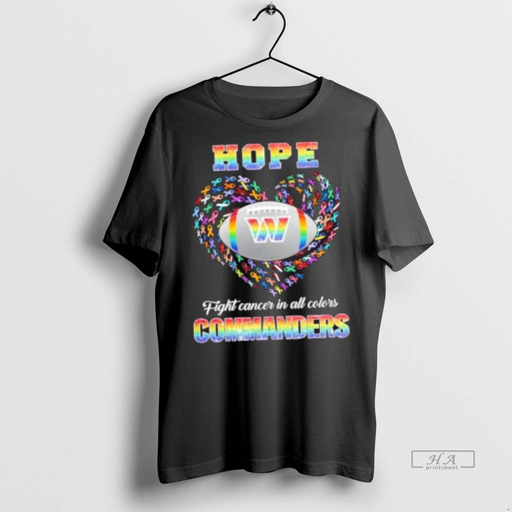 Official Trendy Washington Commanders Football Hope Fight Cancer In All Colors Heart Tee Sweater